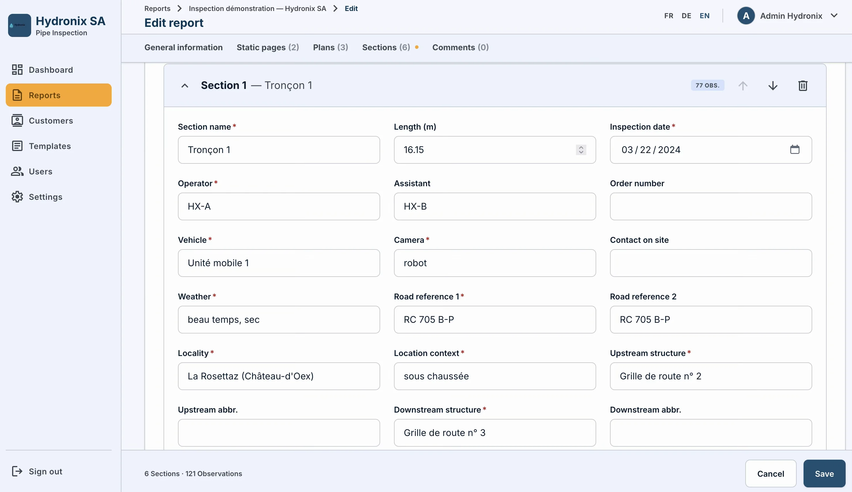 Specta report editor